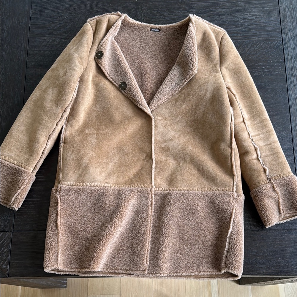 J. McLaughlin Women’s Coat Tan Faux Suede Mid-Length. Size M. Like New.